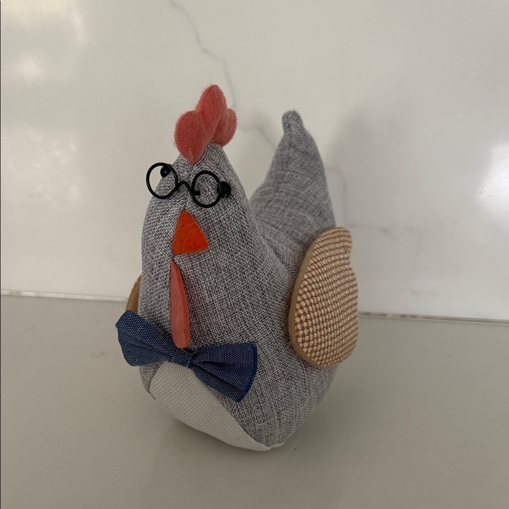 Plushie Chicken with Glasses Bowtie Decor